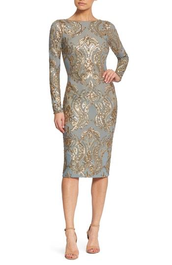 Women's Dress The Population Emery Sequin Sheath Dress, Size - Metallic