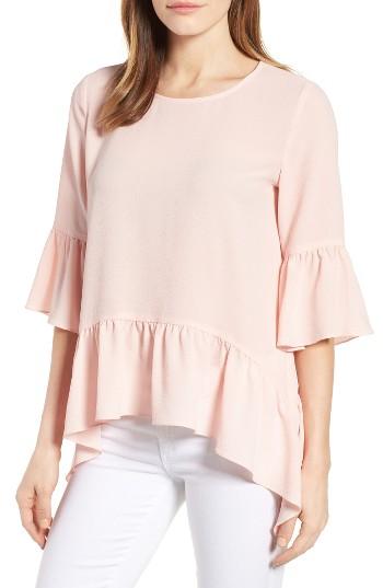 Women's Gibson Ruffled Handkerchief Hem Top - Pink