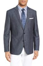 Men's Boss Hamit-t Trim Fit Linen & Cotton Blazer L - Blue