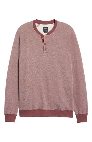 Men's Rvca Capo Henley Pullover, Size - Burgundy