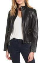 Women's Vince Camuto Double Zip Leather Moto Jacket