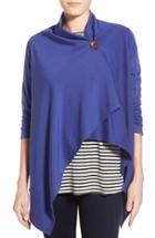 Women's Bobeau One-button Fleece Wrap Cardigan - Blue