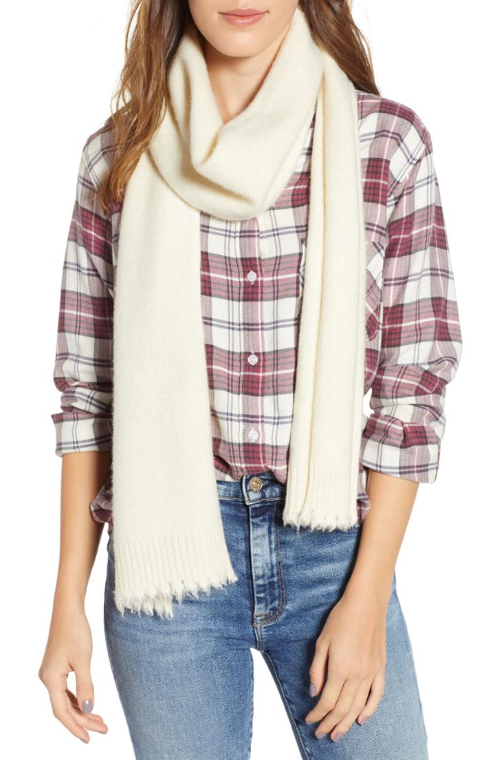 Women's Frye Frayed Edge Wool Muffler, Size - Ivory