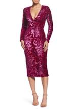 Women's Dress The Population Elizabeth Sequin & Velvet Midi Sheath Dress - Burgundy