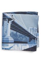 Men's Eton Manhattan Bridge Silk Pocket Square, Size - Grey