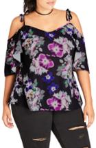 Women's City Chic Sheer Paradise Off The Shoulder Top