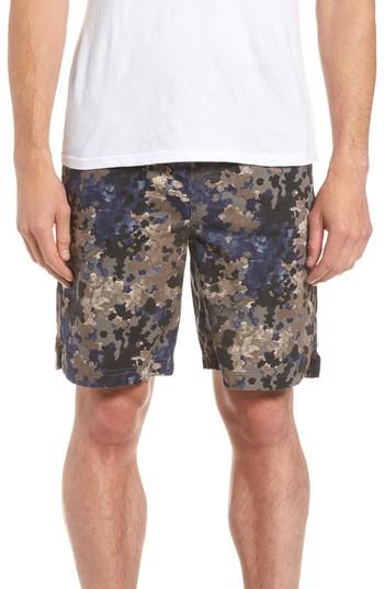 Men's Treasure & Bond E-waist Print Utility Shorts, Size - Blue