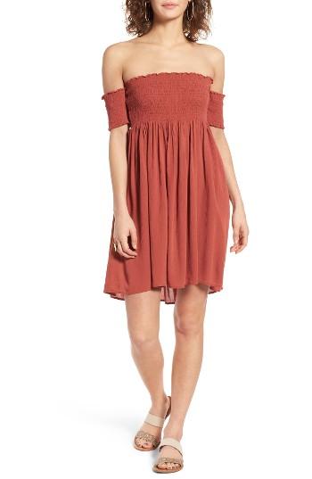 Women's Sun & Shadow Smocked Off The Shoulder Dress - Metallic