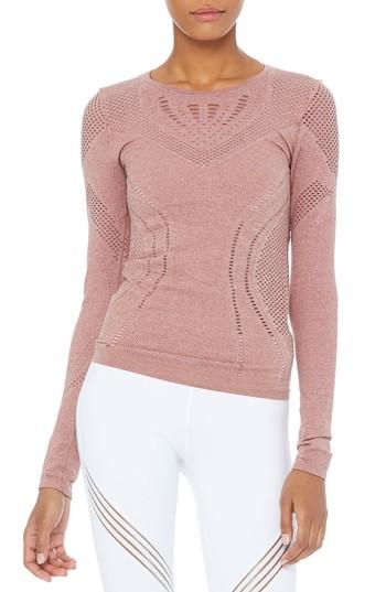 Women's Alo Lark Mesh Inset Long Sleeve Yoga Top - Pink