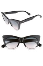 Women's Fendi 52mm Cat Eye Sunglasses - Black/ Pink