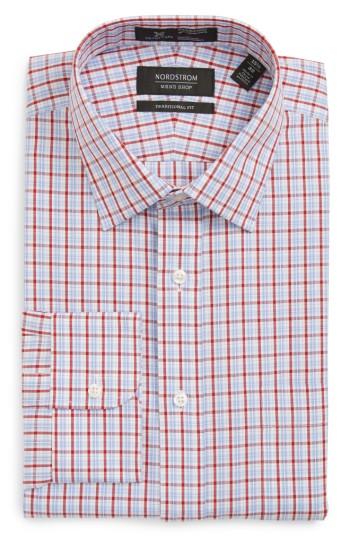 Men's Nordstrom Men's Shop Smartcare(tm) Traditional Fit Plaid Dress Shirt .5 X 32 - Red