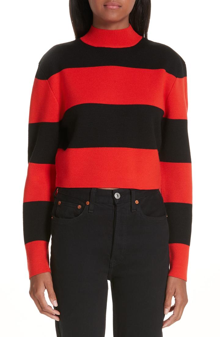 Women's Victor Glemaud Stripe Turtleneck Sweater - Black