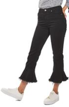 Women's Topshop Dree Raw Hem Crop Flare Jeans X 30 - Black