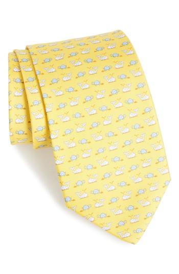 Men's Salvatore Ferragamo Gulp Print Silk Tie, Size - Yellow