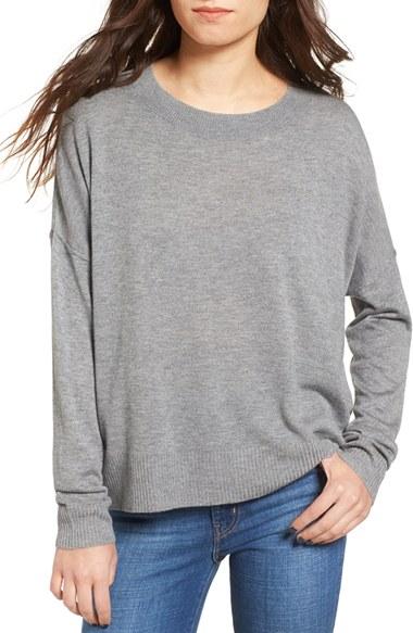 Women's Bp. Drop Shoulder Pullover Sweater, Size - Grey