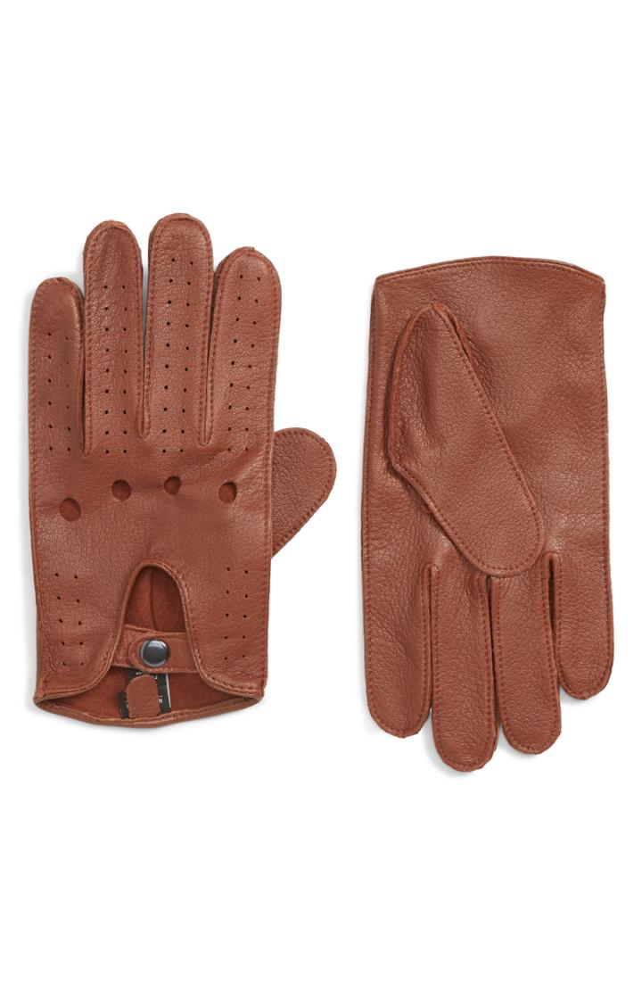 Men's Nordstrom Men's Shop Leather Driving Glove /x-large - Brown