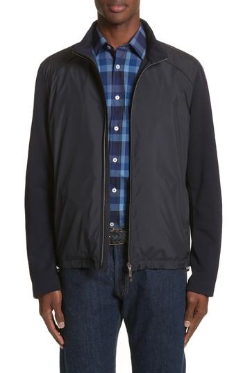 Men's Canali Water Repellent Microfiber Jacket Us / 54 Eu - Blue