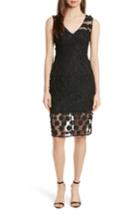 Women's Milly Mari Floral Applique Sheath Dress - Black