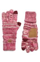 Women's Cc Knit Tech Gloves, Size - Burgundy