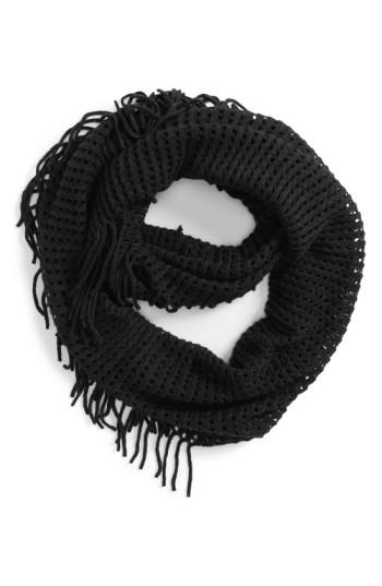 Junior Women's Bp. Fringe Trim Infinity Scarf, Size - Black
