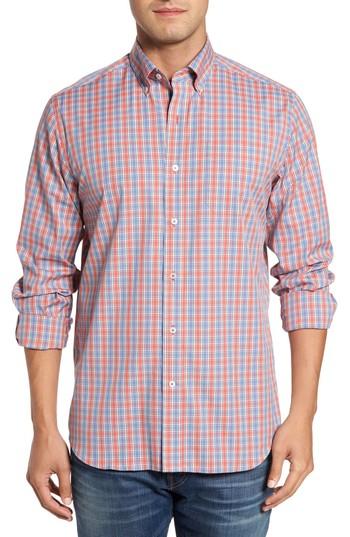 Men's Southern Tide Provision Plaid Classic Fit Sport Shirt, Size - Orange