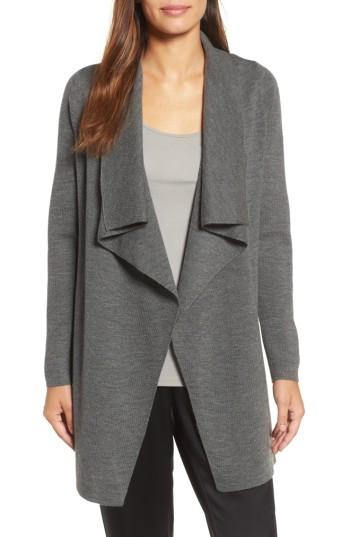 Women's Eileen Fisher Long Angle Front Cardigan, Size - Grey