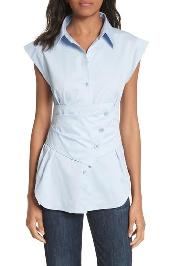 Women's Tibi Cap Sleeve Corset Shirt - Blue