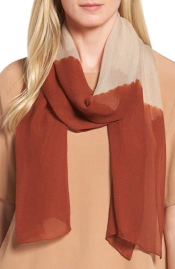 Women's Eileen Fisher Colorblock Silk Scarf, Size - Red