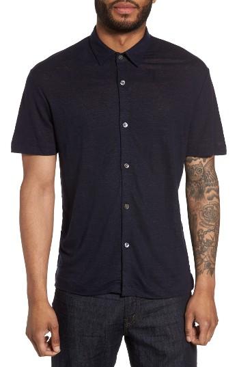 Men's Theory Linen Knit Sport Shirt - Blue