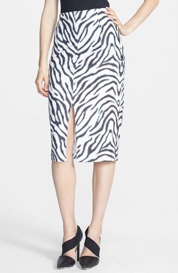 Rules Of Etiquette Zebra Print Midi Skirt Jet Black Ivory