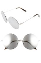 Women's Victoria Beckham Feather 58mm Round Sunglasses - Platinum Mirror