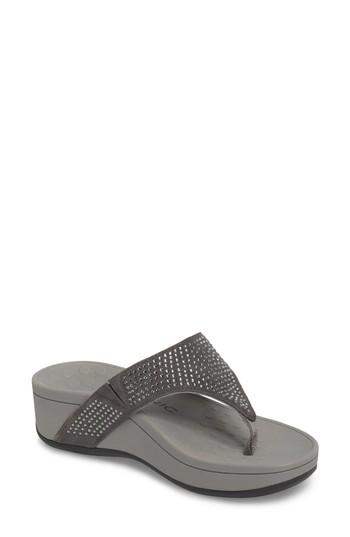 Women's Vionic Naples Embellished V-strap Wedge Flip Flop M - Grey