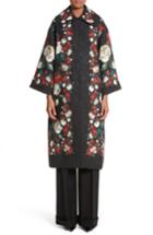 Women's Dolce & Gabbana Rose Print Brocade Coat Us / 40 It - Black