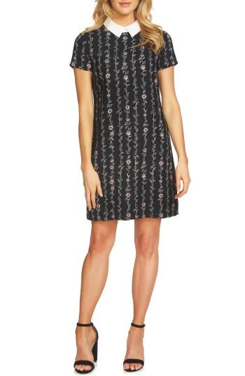 Women's Cece Floral Collared Shift Dress - Black
