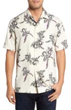 Men's Tommy Bahama Iris Oasis Standard Fit Silk Camp Shirt, Size - White