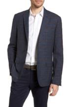 Men's Monte Rosso Trim Fit Plaid Wool Blend Sport Coat R - Blue