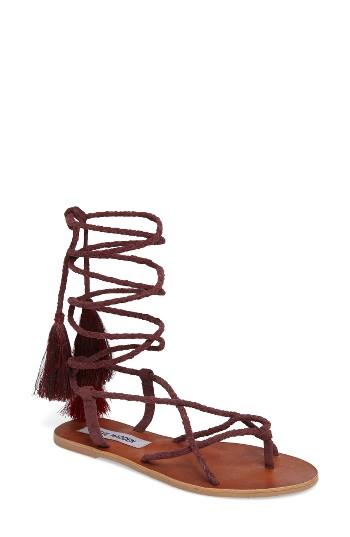 Women's Steve Madden Jazy Tasseled Wraparound Sandal .5 M - Burgundy