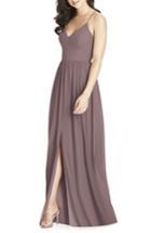 Women's Dessy Collection Spaghetti Strap Chiffon Gown - Brown