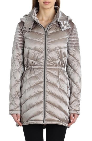 Women's Badgley Mischka Hooded Puffer Jacket - Brown