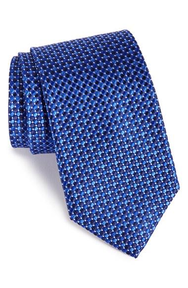 Men's Nordstrom Men's Shop Geo Pattern Silk Tie, Size - Blue