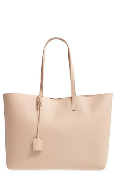 Saint Laurent 'shopping' Leather Tote - Beige