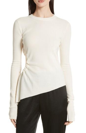 Women's T By Alexander Wang Ruched Cutout Merino Wool Sweater