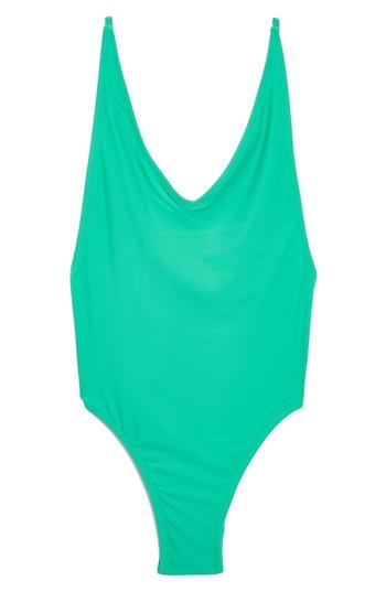 Women's Topshop Pamela One-piece Swimsuit Us (fits Like 0-2) - Blue/green