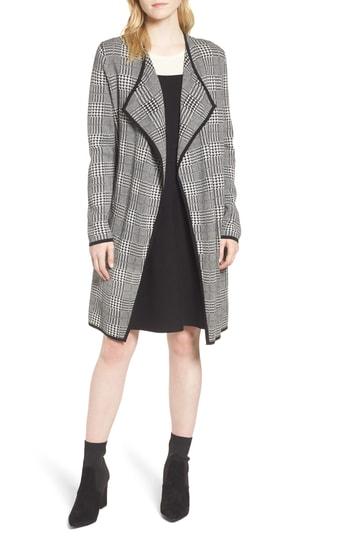 Women's Vince Camuto Houndstooth Drape Duster Cardigan - Black