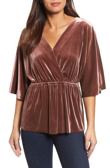 Women's Halogen Faux Wrap Velvet Top - Purple