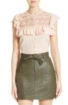 Women's Rebecca Taylor Lace Yoke Silk Top