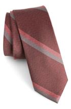 Men's The Tie Bar Stripe Silk Skinny Tie, Size - Burgundy