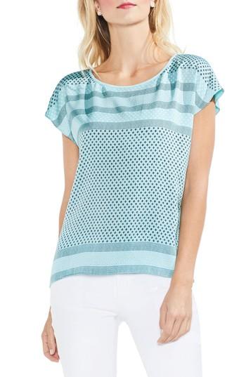 Women's Vince Camuto Diamond Geo Panel Blouse, Size - Blue