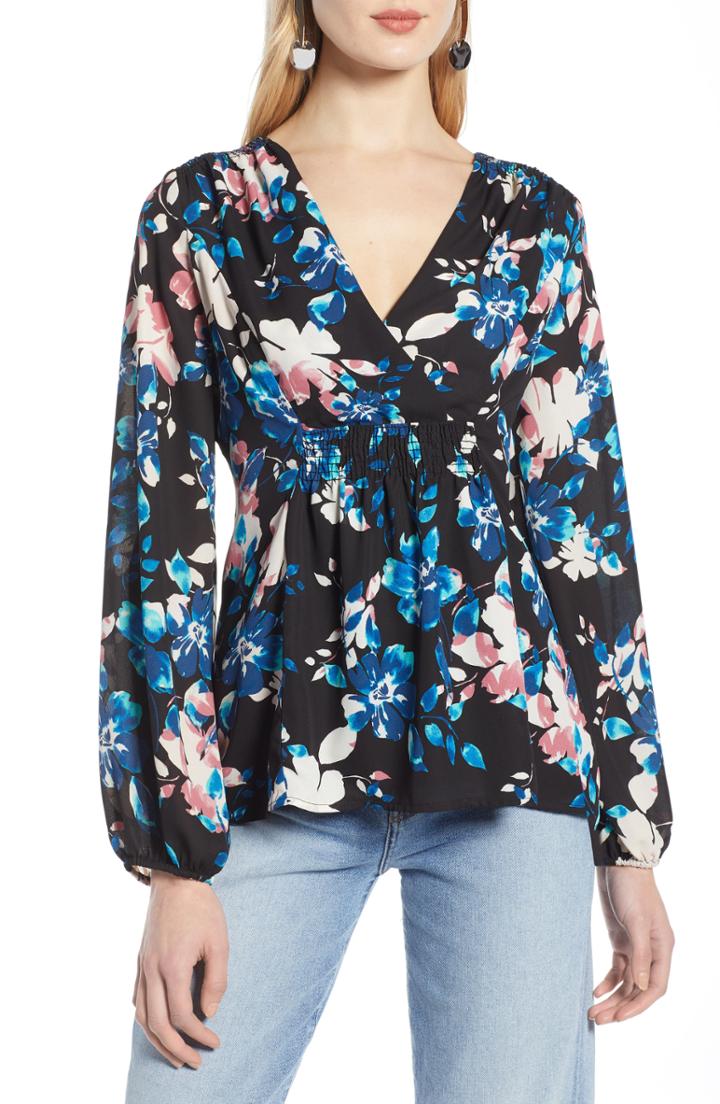 Women's Halogen Faux Wrap Top - Black