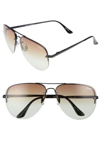 Women's Quay Australia Muse Fade 62mm Aviator Sunglasses - Black/ Brown Fade Lens